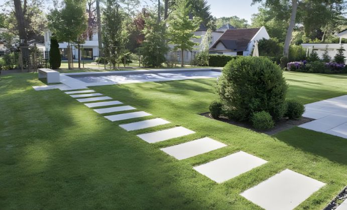 Betonlapok a kertben
